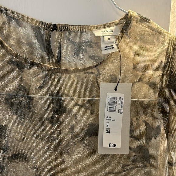 River Island via Asos Sheer Gold Blouse - Picture 3 of 3